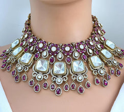 Ruby Bridal Moissanite Polki Kundan Victorian Sabyasachi Necklace/Traditional/Ethnic/Kundan Jewelry/Indian Pakistani Bridal jewelry