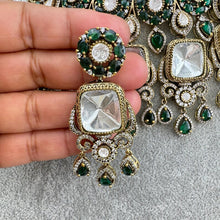 Green Bridal Mossinate Polki Victorian Necklace, Sabyasachi Necklace, Wedding necklace, Semi Precious Jewelry, Bollywood Celebrity Necklace