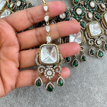 Green Bridal Mossinate Polki Victorian Necklace, Sabyasachi Necklace, Wedding necklace, Semi Precious Jewelry, Bollywood Celebrity Necklace