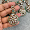 Mint Green Mossinate Polki Fusion Necklace, Sabyasachi Necklace, Wedding Necklace, Semi Precious Jewelry, Bollywood Celebrity ,Pakistani