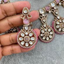 Pink Moissanite Polki Fusion Necklace, Sabyasachi Necklace, Wedding Necklace, Semi Precious Jewelry, Bollywood Celebrity Necklace, Pakistani