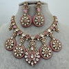 Pink Moissanite Polki Fusion Necklace, Sabyasachi Necklace, Wedding Necklace, Semi Precious Jewelry, Bollywood Celebrity Necklace, Pakistani