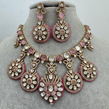 Pink Moissanite Polki Fusion Necklace, Sabyasachi Necklace, Wedding Necklace, Semi Precious Jewelry, Bollywood Celebrity Necklace, Pakistani