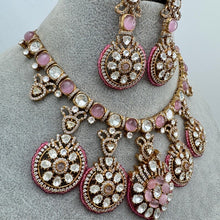 Pink Moissanite Polki Fusion Necklace, Sabyasachi Necklace, Wedding Necklace, Semi Precious Jewelry, Bollywood Celebrity Necklace, Pakistani