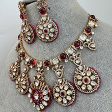 Ruby Moissanite Polki Fusion Necklace, Sabyasachi Necklace, Wedding Necklace, Semi Precious Jewelry, Bollywood Celebrity Necklace, Pakistani