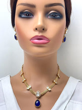 Blue Doublet Antique Gold Kundan Necklace, South Indian Jewelry, Fusion Necklace Wedding necklace, Gold Necklace, Victorian uncut kundan