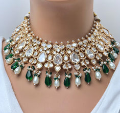 Green Bridal Premium quality gold plated silver foiled Kundan necklace/Tyaani Necklace/Traditional/Kundan Jewelry/Indian Bridal/wedding