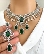 Emerald Green CZ diamond Bridal Necklace Jewelry, Prom Jewelry, Mother of the Bride CZ Crystal Necklace, Bridesmaid, Graduation gift