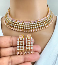 Pink Gold Cz Diamond necklace/Delicate CZ Stones Necklace/Elegant/Unique Jewelry/Indian/Pakistani/Bollywood/Indian Wedding/Bridal