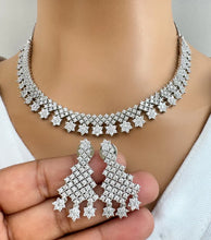 Silver Tone CZ American Diamond Necklace/Dainty Gold CZ Stones Necklace/Elegant/Unique Jewelry/Indian/Pakistani/Bollywood/Indian Wedding