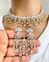 Gold Dual Tone Cz Diamond necklace/Delicate CZ Stones Necklace/Elegant/Unique Jewelry/Indian/Pakistani/Bollywood/Indian Wedding/Bridal