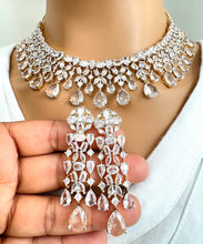 Gold tone American Diamond necklace/Delicate CZ Stones Necklace/Elegant/Unique Jewelry/Indian/Pakistani/Bollywood/Indian Wedding/Bridal