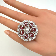 Large American Diamond Ring/Statement Ring/Cocktail Adjustable Ring/Indian Ring/Pakistani Jewelry/Indian/Bollywood Jewelry/Indian Wedding