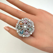Large American Diamond Ring/Statement Ring/Cocktail Adjustable Ring/Indian Ring/Pakistani Jewelry/Indian/Bollywood Jewelry/Indian Wedding