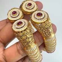Ruby Gold Kada bangles Pair, Indian Amrapali bangles, Antique bangles, Temple Jewelry, South Indian bangles, Bridal Bangles, Pakistani