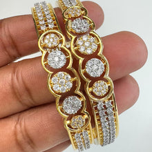 Set of 2 Cz Classic Bangles With 2 Tone Plating /CZ Bangles/Bracelet/Indian Party Bangles/CZ stone bangle/Indian wedding/bridal jewelry 2pcs