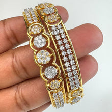 Set of 2 Cz Classic Bangles With 2 Tone Plating /CZ Bangles/Bracelet/Indian Party Bangles/CZ stone bangle/Indian wedding/bridal jewelry 2pcs