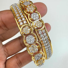 Set of 2 Cz Classic Bangles With 2 Tone Plating /CZ Bangles/Bracelet/Indian Party Bangles/CZ stone bangle/Indian wedding/bridal jewelry 2pcs