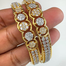 Set of 2 Cz Classic Bangles With 2 Tone Plating /CZ Bangles/Bracelet/Indian Party Bangles/CZ stone bangle/Indian wedding/bridal jewelry 2pcs