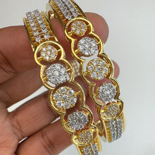 Set of 2 Cz Classic Bangles With 2 Tone Plating /CZ Bangles/Bracelet/Indian Party Bangles/CZ stone bangle/Indian wedding/bridal jewelry 2pcs