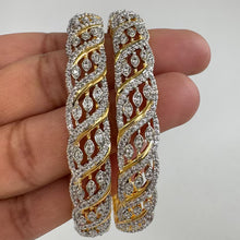 Set of 2 Gold American Diamond bangles/2 Tone CZ Bangles/Bracelet/Indian Party Bangles/CZ stone bangle/Indian wedding/bridal jewelry