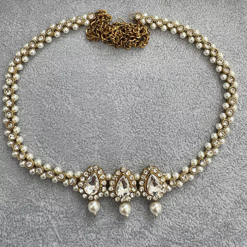 Antique Stone Pearl Belly Chain/Kundan Belly chain/Polki Belt/Indian waist belt/Kamarpatta/waist chain/jewelry belt/Kamarbandh/Kundan Belt