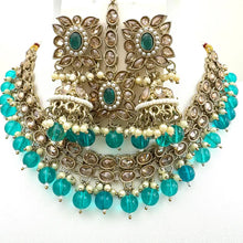 RamaGreen Antique Polki Kundan necklace set/Reverse Ad Necklace/Statement necklace/Indian/Punjabi Necklace/Pakistani Jewelry/Bridal necklace