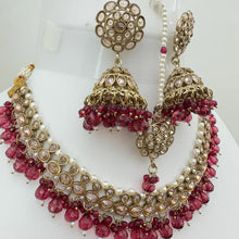 Magenta Antique Polki Kundan necklace/Reverse Ad Necklace/Statement necklace/Indian/Punjabi Necklace/Pakistani Jewelry/Bridal necklace
