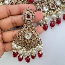 Maroon Antique Polki Kundan necklace set/Reverse Ad Necklace/Statement necklace/Indian/Punjabi Necklace/Pakistani Jewelry/Bridal necklace/