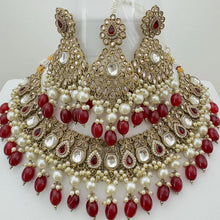 Maroon Antique Polki Kundan necklace set/Reverse Ad Necklace/Statement necklace/Indian/Punjabi Necklace/Pakistani Jewelry/Bridal necklace/