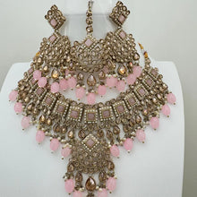 Pink Antique Polki Kundan necklace set/Reverse Ad Necklace/Statement necklace/Indian/Punjabi Necklace/Pakistani Jewelry/Bridal necklace