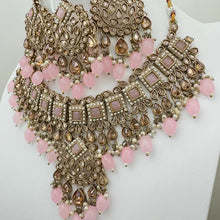 Pink Antique Polki Kundan necklace set/Reverse Ad Necklace/Statement necklace/Indian/Punjabi Necklace/Pakistani Jewelry/Bridal necklace