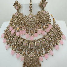 Pink Antique Polki Kundan necklace set/Reverse Ad Necklace/Statement necklace/Indian/Punjabi Necklace/Pakistani Jewelry/Bridal necklace