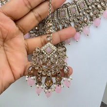 Pink Antique Polki Kundan necklace set/Reverse Ad Necklace/Statement necklace/Indian/Punjabi Necklace/Pakistani Jewelry/Bridal necklace