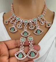Silver/RoseGold American Diamond necklace/CZ Necklace Set/Elegant/Unique Jewelry/Indian/Pakistani/Bollywood/Indian Wedding/Bridal diamond