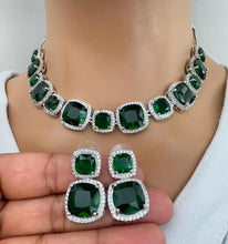 Emerald CZ diamond Necklace,Indian Pakistani wedding Jewelry,Mother of the Bride,Crystal Necklace, Bridesmaid, Gift for her