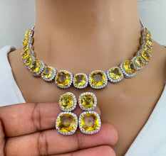 Emerald CZ diamond Necklace,Indian Pakistani wedding Jewelry,Mother of the Bride,Crystal Necklace, Bridesmaid, Gift for her