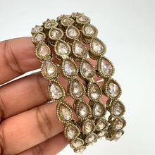 Polki Kundan antique dull gold finish Bangles Set(4 pc) mix Sizes Punjabi Pearl bangles Set/Bridal bangles/ wedding jewelry/pakistani