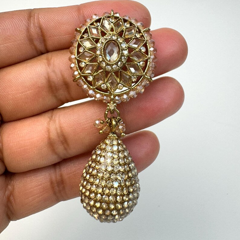 Champagne Polki Stone drop earrings, Victorian Earrings/Statement Earrings\Indian Earrings/Stone Earrings, Indian wedding/Gift for her