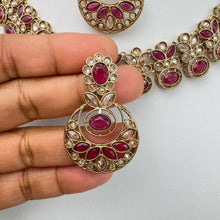 Hotpink Antique Polki Kundan necklace set/Reverse Ad Necklace/Statement necklace/Indian/Punjabi Necklace/Pakistani Jewelry/Bridal necklace/