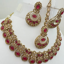 Hotpink Antique Polki Kundan necklace set/Reverse Ad Necklace/Statement necklace/Indian/Punjabi Necklace/Pakistani Jewelry/Bridal necklace/