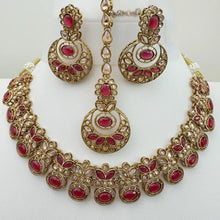 Hotpink Antique Polki Kundan necklace set/Reverse Ad Necklace/Statement necklace/Indian/Punjabi Necklace/Pakistani Jewelry/Bridal necklace/