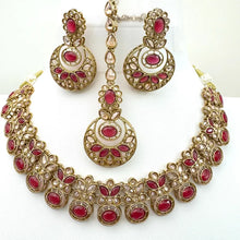 Hotpink Antique Polki Kundan necklace set/Reverse Ad Necklace/Statement necklace/Indian/Punjabi Necklace/Pakistani Jewelry/Bridal necklace/