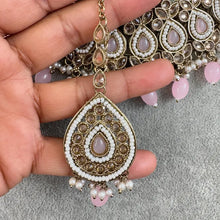 Pink Antique Polki Kundan necklace/Indian Jewelry/Pakistani Jewelry set/Weddings necklace/Bridal necklace/Reverse AD Set