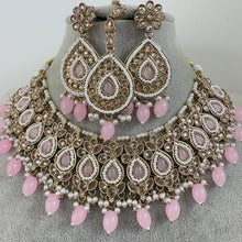 Pink Antique Polki Kundan necklace/Indian Jewelry/Pakistani Jewelry set/Weddings necklace/Bridal necklace/Reverse AD Set