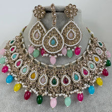 Multi color Antique Polki Kundan necklace/Indian Jewelry/Pakistani Jewelry set/Weddings necklace/Bridal necklace/Reverse AD Set