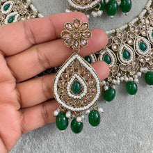 Green Antique Polki Kundan necklace/Indian Jewelry/Pakistani Jewelry set/Weddings necklace/Bridal necklace/Reverse AD Set