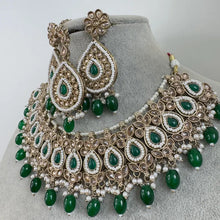 Green Antique Polki Kundan necklace/Indian Jewelry/Pakistani Jewelry set/Weddings necklace/Bridal necklace/Reverse AD Set