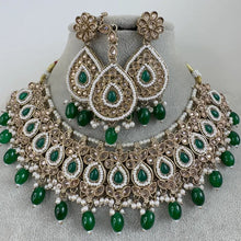 Green Antique Polki Kundan necklace/Indian Jewelry/Pakistani Jewelry set/Weddings necklace/Bridal necklace/Reverse AD Set