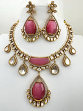 Pink Victorian Moissanite polki Kundan Necklace, Indian Bridal Jewelry , Bollywood Sabyasachi Necklace, Designer Necklace, Indian Pakistani